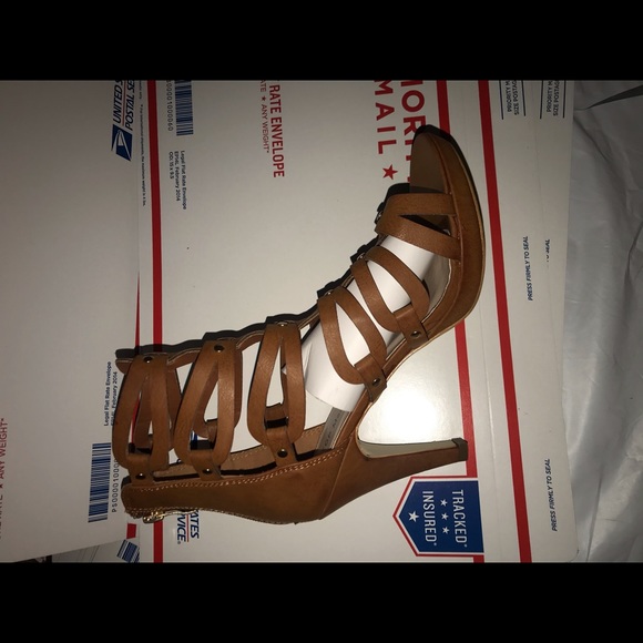 Top Moda Heeled Gladiator Sandals Tan Size 8 - Picture 8 of 8